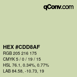 Color code: HEX #CDD8AF | qconv.com