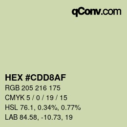 Color code: HEX #CDD8AF | qconv.com