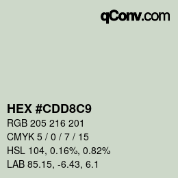 カラーコード: HEX #CDD8C9 | qconv.com