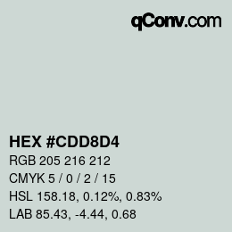 カラーコード: HEX #CDD8D4 | qconv.com