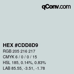 Color code: HEX #CDD8D9 | qconv.com