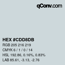 カラーコード: HEX #CDD8DB | qconv.com