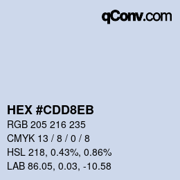 Color code: HEX #CDD8EB | qconv.com