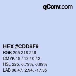颜色代码: HEX #CDD8F9 | qconv.com