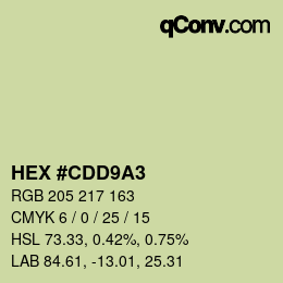 Color code: HEX #CDD9A3 | qconv.com