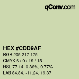 カラーコード: HEX #CDD9AF | qconv.com