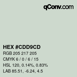 Color code: HEX #CDD9CD | qconv.com