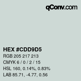 Color code: HEX #CDD9D5 | qconv.com