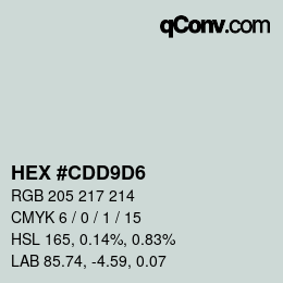 Color code: HEX #CDD9D6 | qconv.com