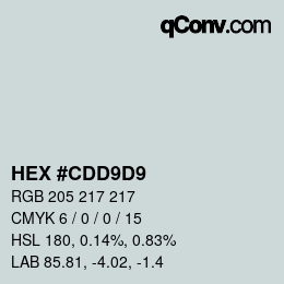 Code couleur: HEX #CDD9D9 | qconv.com
