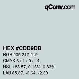 カラーコード: HEX #CDD9DB | qconv.com