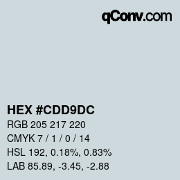 Color code: HEX #CDD9DC | qconv.com