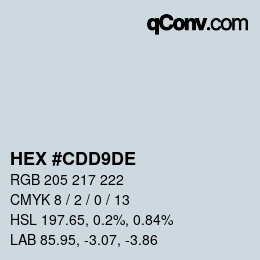 Color code: HEX #CDD9DE | qconv.com