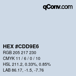 颜色代码: HEX #CDD9E6 | qconv.com