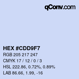 Code couleur: HEX #CDD9F7 | qconv.com
