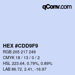 Farbcode: HEX #CDD9F9 | qconv.com