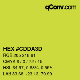 Color code: HEX #CDDA3D | qconv.com