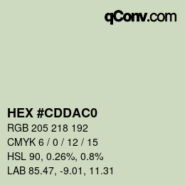 カラーコード: HEX #CDDAC0 | qconv.com
