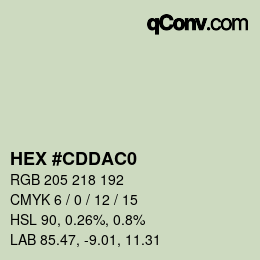 カラーコード: HEX #CDDAC0 | qconv.com