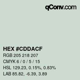 Color code: HEX #CDDACF | qconv.com