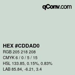 カラーコード: HEX #CDDAD0 | qconv.com