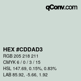 Color code: HEX #CDDAD3 | qconv.com
