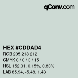 Color code: HEX #CDDAD4 | qconv.com