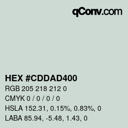 Color code: HEX #CDDAD400 | qconv.com