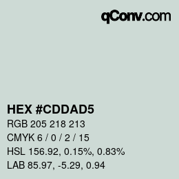 Color code: HEX #CDDAD5 | qconv.com