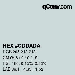 Color code: HEX #CDDADA | qconv.com