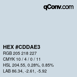 Color code: HEX #CDDAE3 | qconv.com