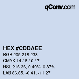颜色代码: HEX #CDDAEE | qconv.com