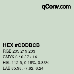 Color code: HEX #CDDBCB | qconv.com