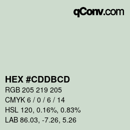颜色代码: HEX #CDDBCD | qconv.com