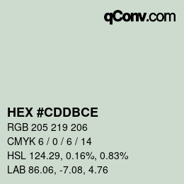 颜色代码: HEX #CDDBCE | qconv.com