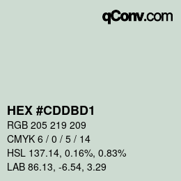 カラーコード: HEX #CDDBD1 | qconv.com