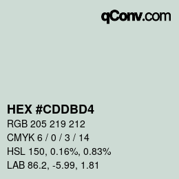 Color code: HEX #CDDBD4 | qconv.com