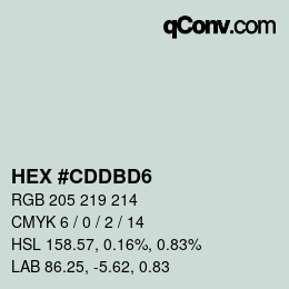 颜色代码: HEX #CDDBD6 | qconv.com