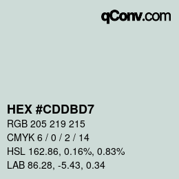 Color code: HEX #CDDBD7 | qconv.com