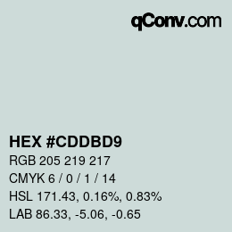カラーコード: HEX #CDDBD9 | qconv.com