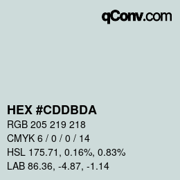颜色代码: HEX #CDDBDA | qconv.com