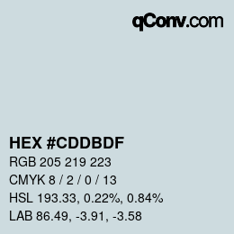 Color code: HEX #CDDBDF | qconv.com