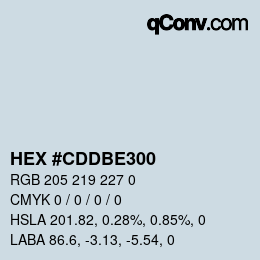 Color code: HEX #CDDBE300 | qconv.com