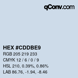 颜色代码: HEX #CDDBE9 | qconv.com