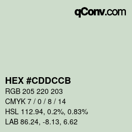 カラーコード: HEX #CDDCCB | qconv.com