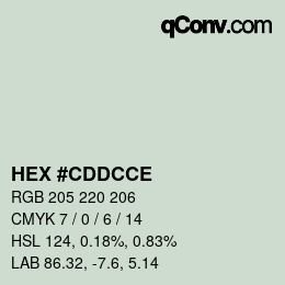 Código de color: HEX #CDDCCE | qconv.com