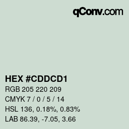 Color code: HEX #CDDCD1 | qconv.com