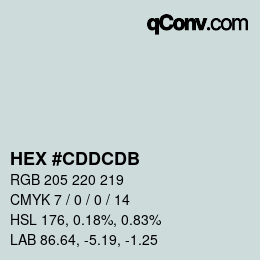 Color code: HEX #CDDCDB | qconv.com