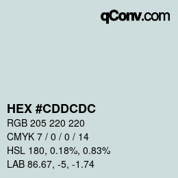 Color code: HEX #CDDCDC | qconv.com