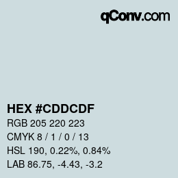 カラーコード: HEX #CDDCDF | qconv.com